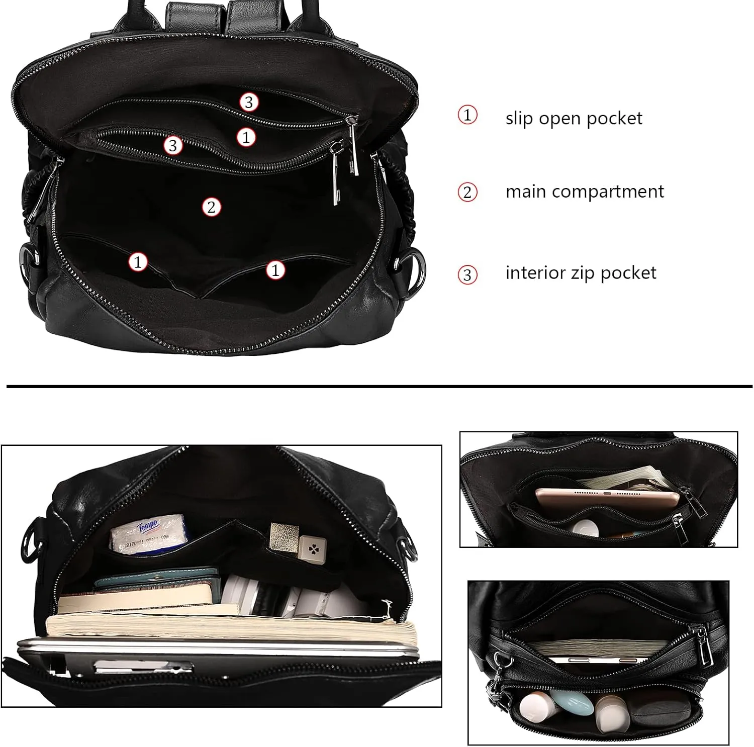 Uromee Travel Backpack Purse for Women Vegan Leather Ladies Fashion Tassel Shoulder Bag Convertible