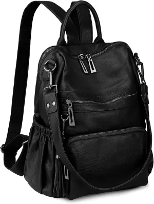 Uromee Travel Backpack Purse for Women Vegan Leather Ladies Fashion Tassel Shoulder Bag Convertible