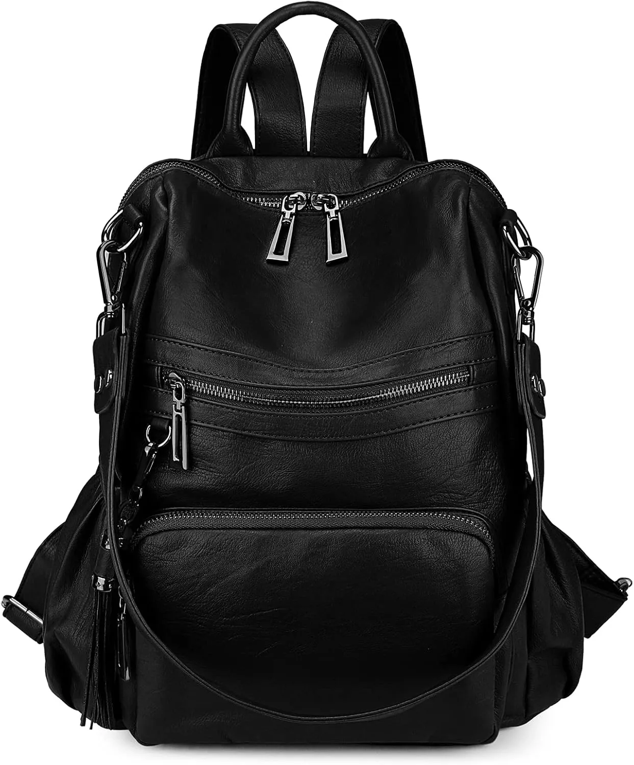 Uromee Travel Backpack Purse for Women Vegan Leather Ladies Fashion Tassel Shoulder Bag Convertible