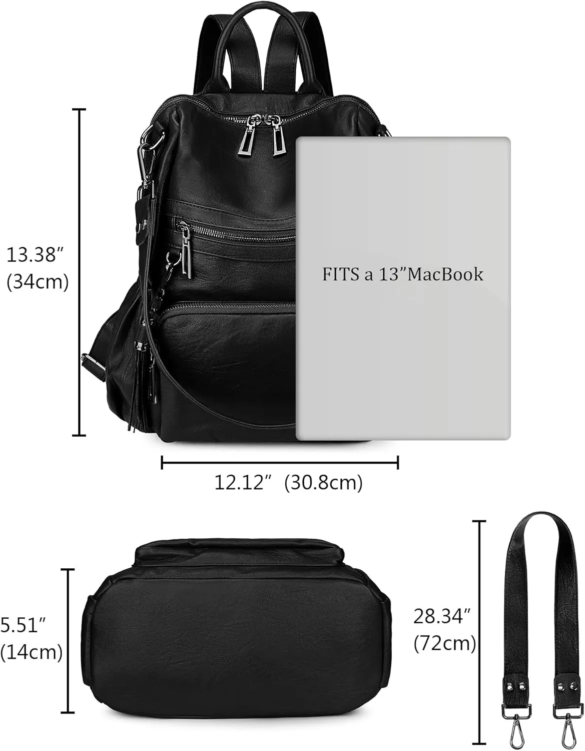 Uromee Travel Backpack Purse for Women Vegan Leather Ladies Fashion Tassel Shoulder Bag Convertible