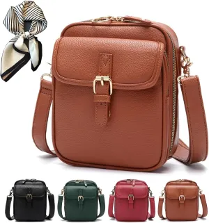 Urvashi Crossbody Bags - Lightweight Vintage Leather Purses with Compartments and Built-In Wallet for Women and Men
