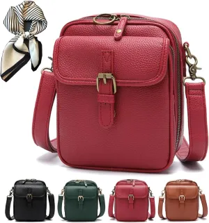 Urvashi Crossbody Bags - Lightweight Vintage Leather Purses with Compartments and Built-In Wallet for Women and Men