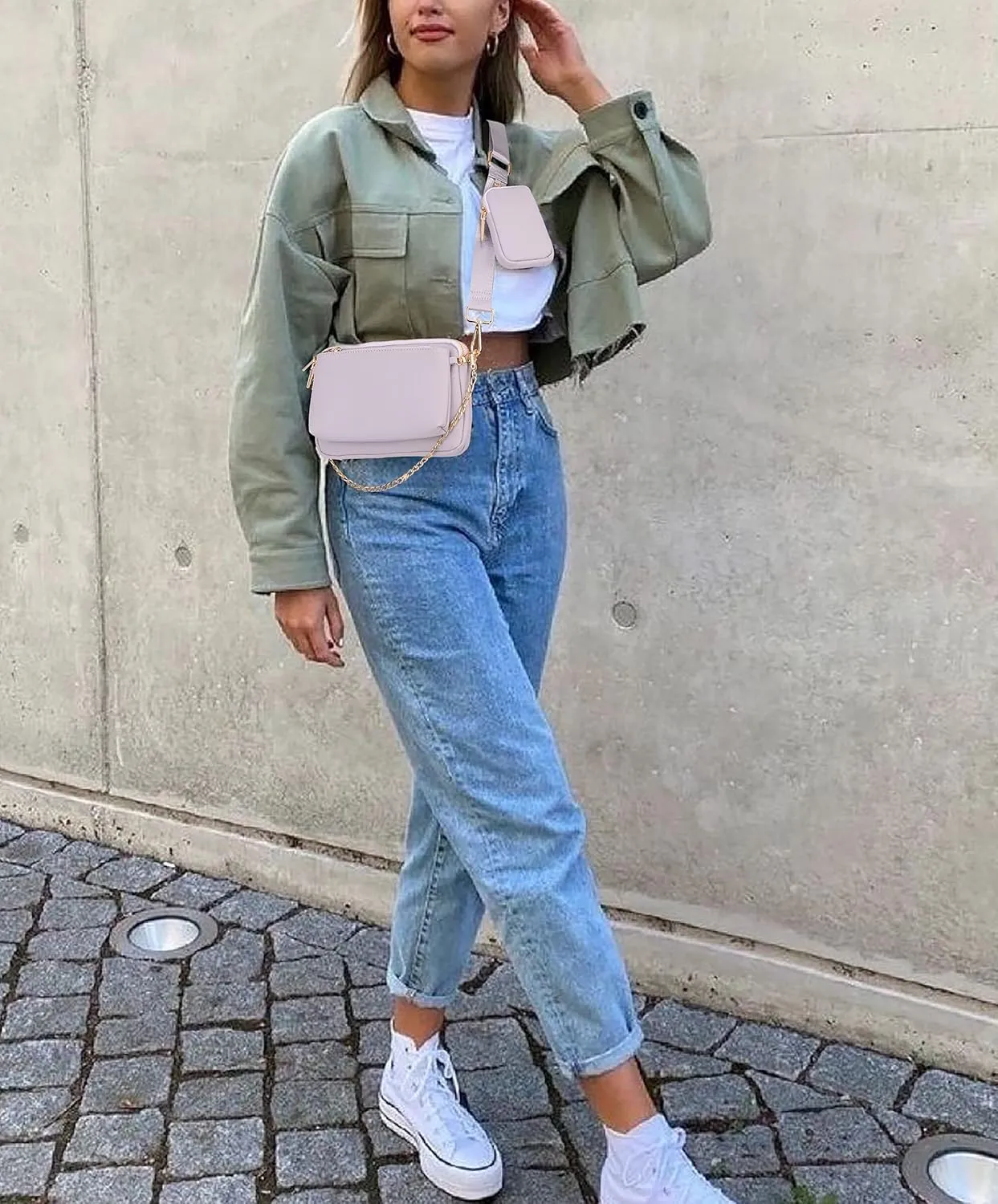 UTO Small Crossbody Bags for Women 3 in 1 Trendy Belt Purse Fashion Designer Mini Cute Sling Fanny Chest Pack