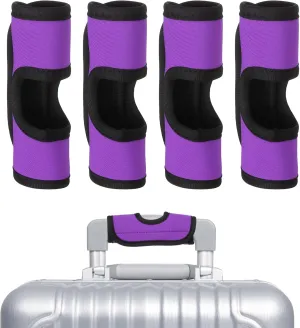 uxcell Luggage Handle Wrap, 4 Pcs Hollow Neoprene Handbag Grip Cover Protector Luggage Identifiers Suitcase Handle Wraps for Luggage Suitcase Travel Bags, Purple