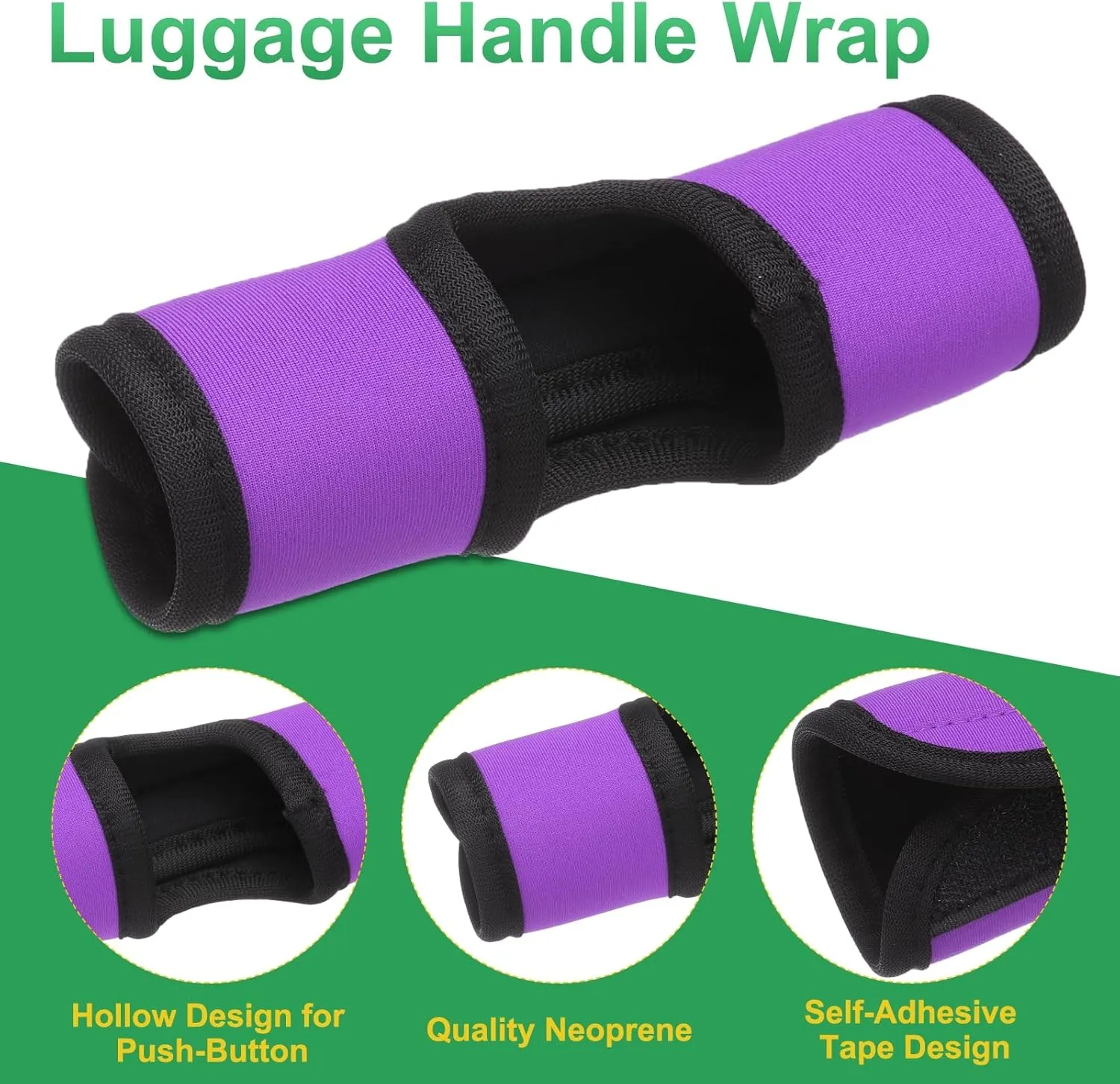 uxcell Luggage Handle Wrap, 4 Pcs Hollow Neoprene Handbag Grip Cover Protector Luggage Identifiers Suitcase Handle Wraps for Luggage Suitcase Travel Bags, Purple