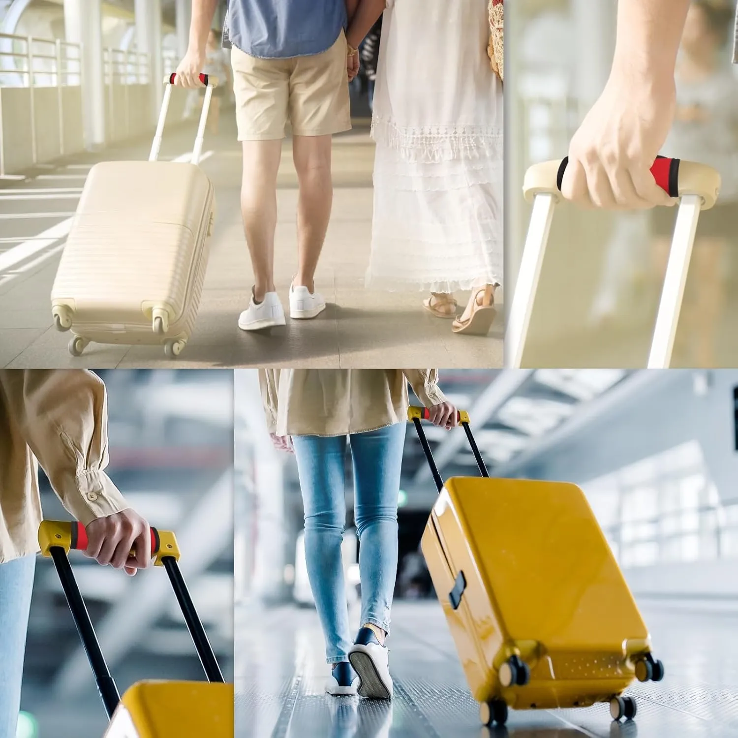 uxcell Luggage Handle Wrap, 4 Pcs Hollow Neoprene Handbag Grip Cover Protector Luggage Identifiers Suitcase Handle Wraps for Luggage Suitcase Travel Bags, Purple