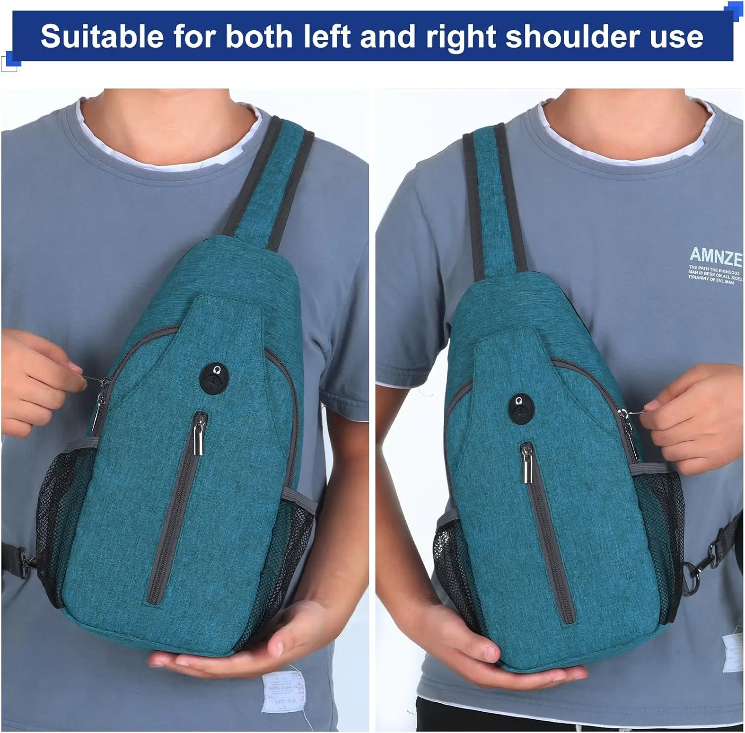 VADOO Sling Backpack with RFID Blocking and Phone Holder on Strap for Men Women Crossbody Chest Bag for Travel Hiking