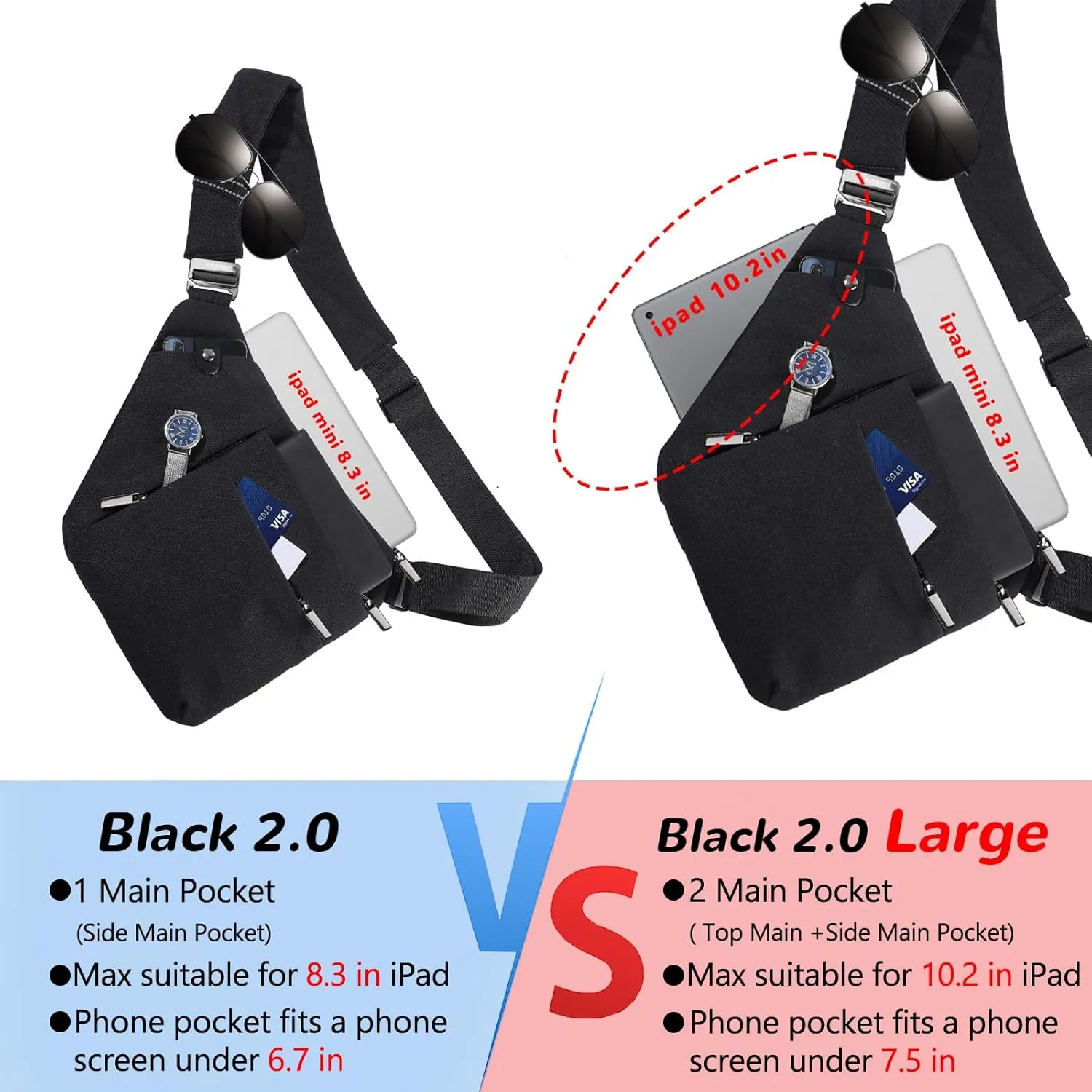 VADOO Sling Bag - Anti-theft Crossbody Shoulder Bag for Men and Women