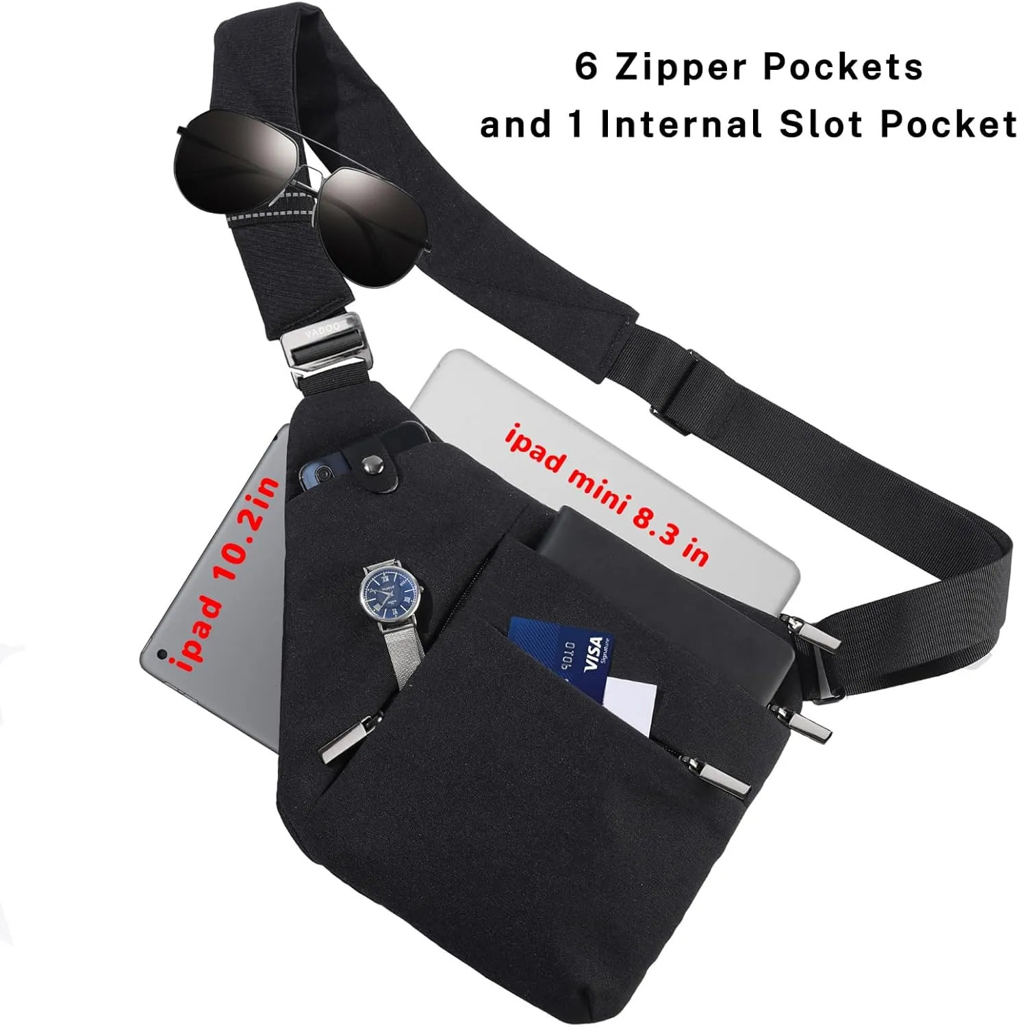 VADOO Sling Bag - Anti-theft Crossbody Shoulder Bag for Men and Women