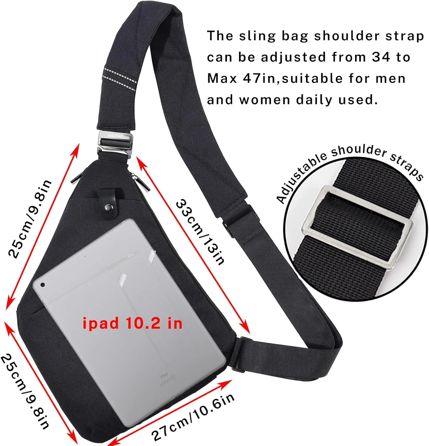 VADOO Sling Bag - Anti-theft Crossbody Shoulder Bag for Men and Women