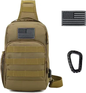 Valinov Tactical Shoulder Bag,Molle Shoulder Backpacks,Military Sling Daypack Backpack with USB Charging port