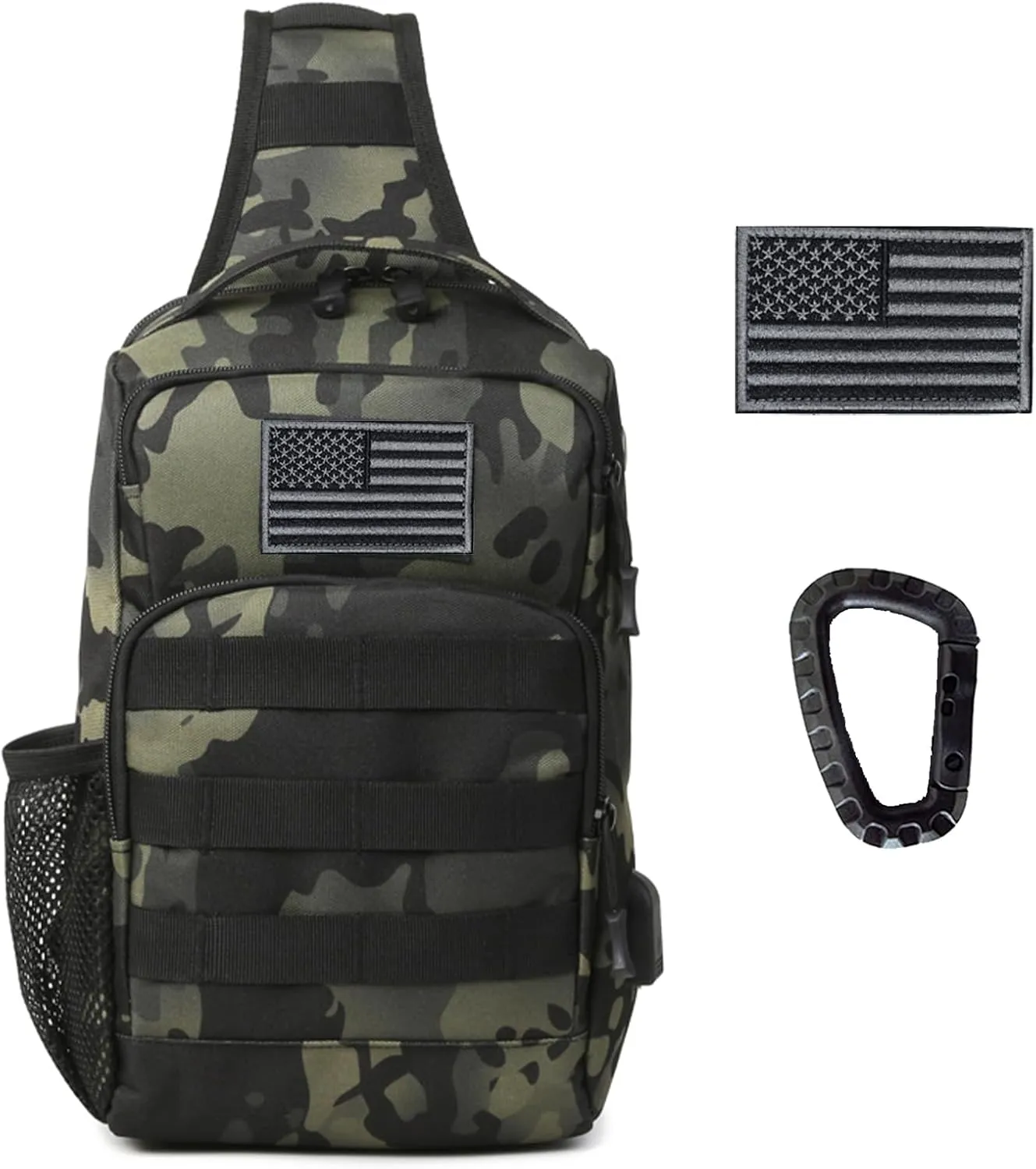 Valinov Tactical Shoulder Bag,Molle Shoulder Backpacks,Military Sling Daypack Backpack with USB Charging port