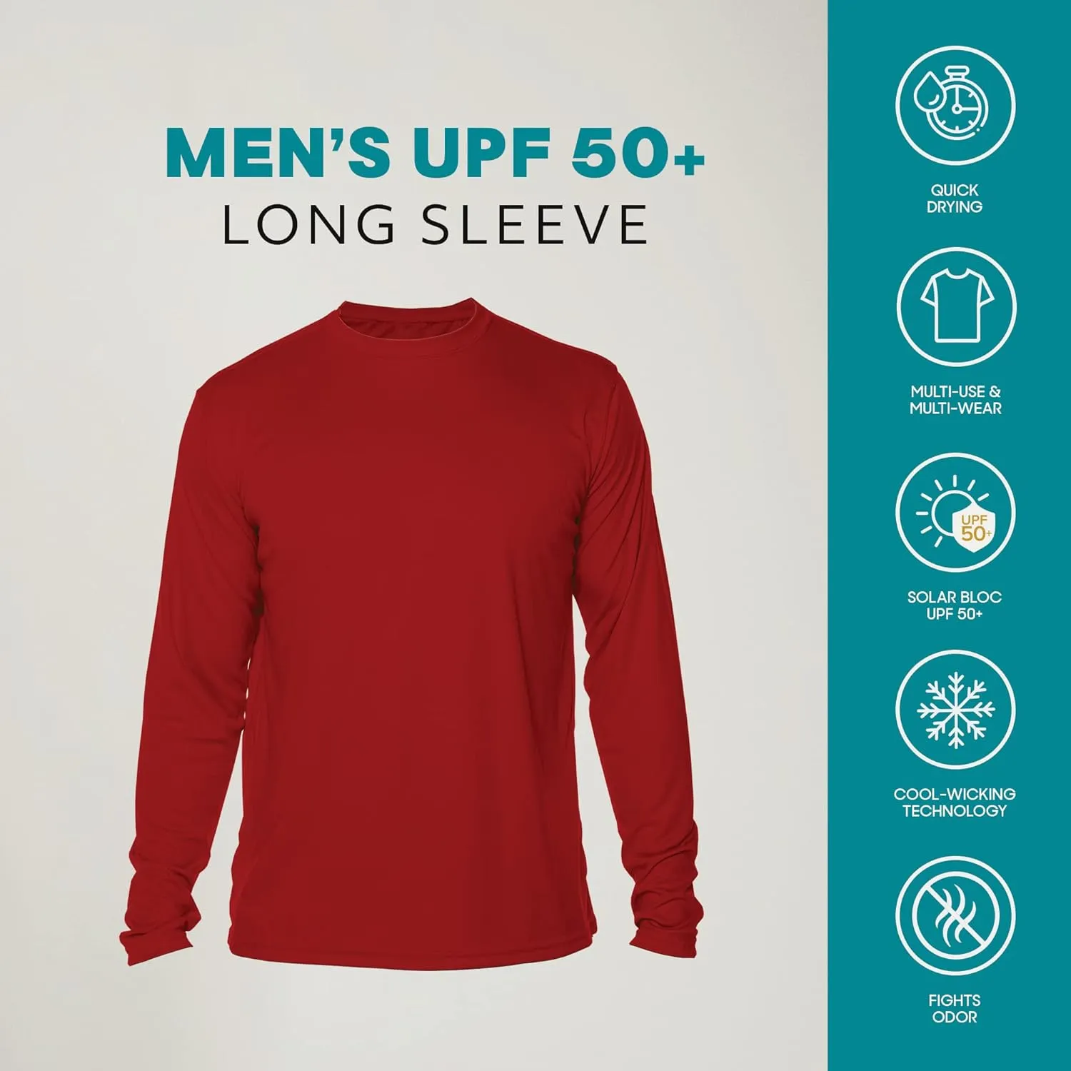 Vapor Apparel Men's Outdoor UPF 50  Long Sleeve T-Shirt, UV Sun Protection for Fishing, Running, Hiking, Swimming