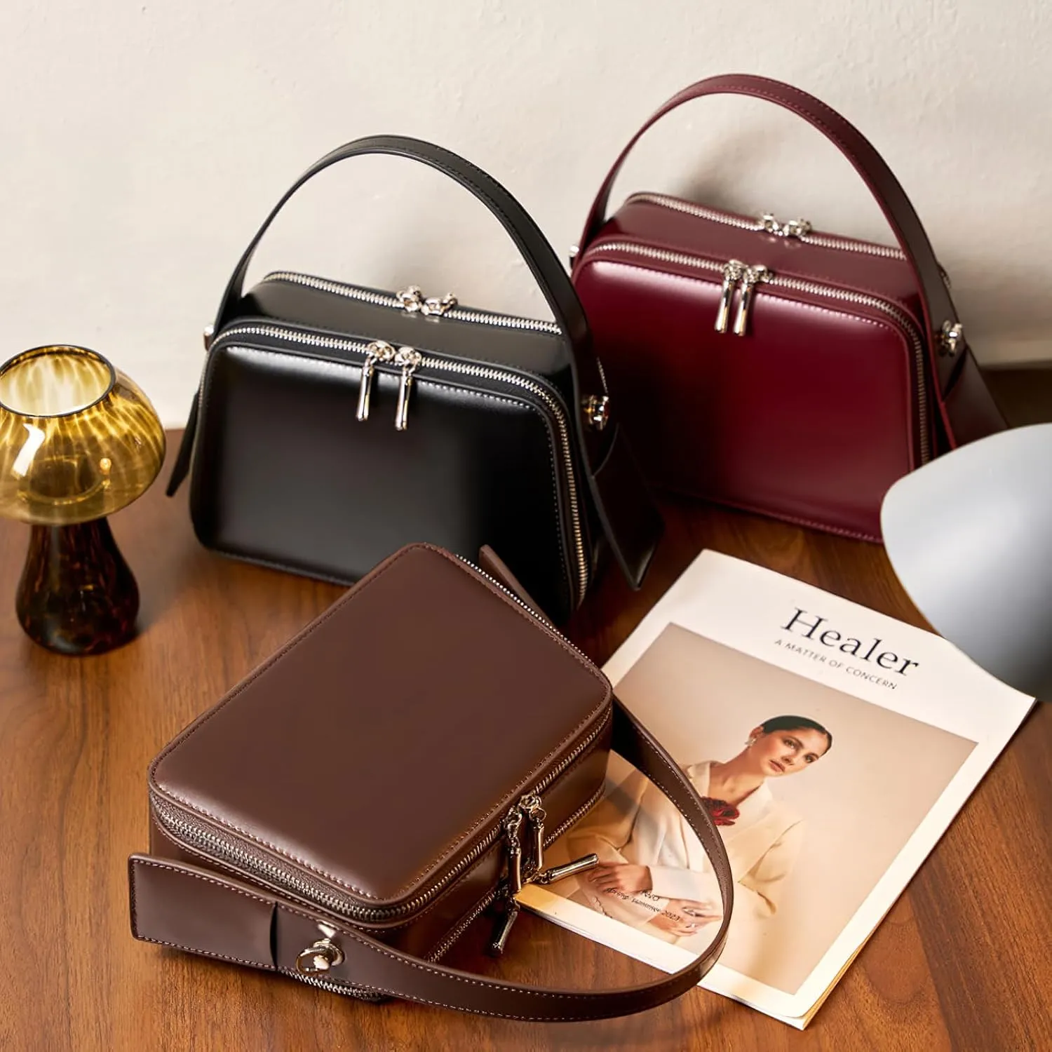 Vegan Leather Tote for Women - Convertible Crossbody Purse with Zippered Closure, Structured Shoulder Bag