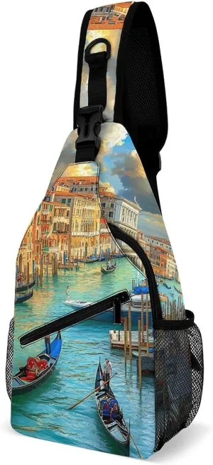 Venice Grand Canal Casual Sling Bag Backpack Travel Shoulder Chest Crossbody Bags Adjustable Daypack Unisex