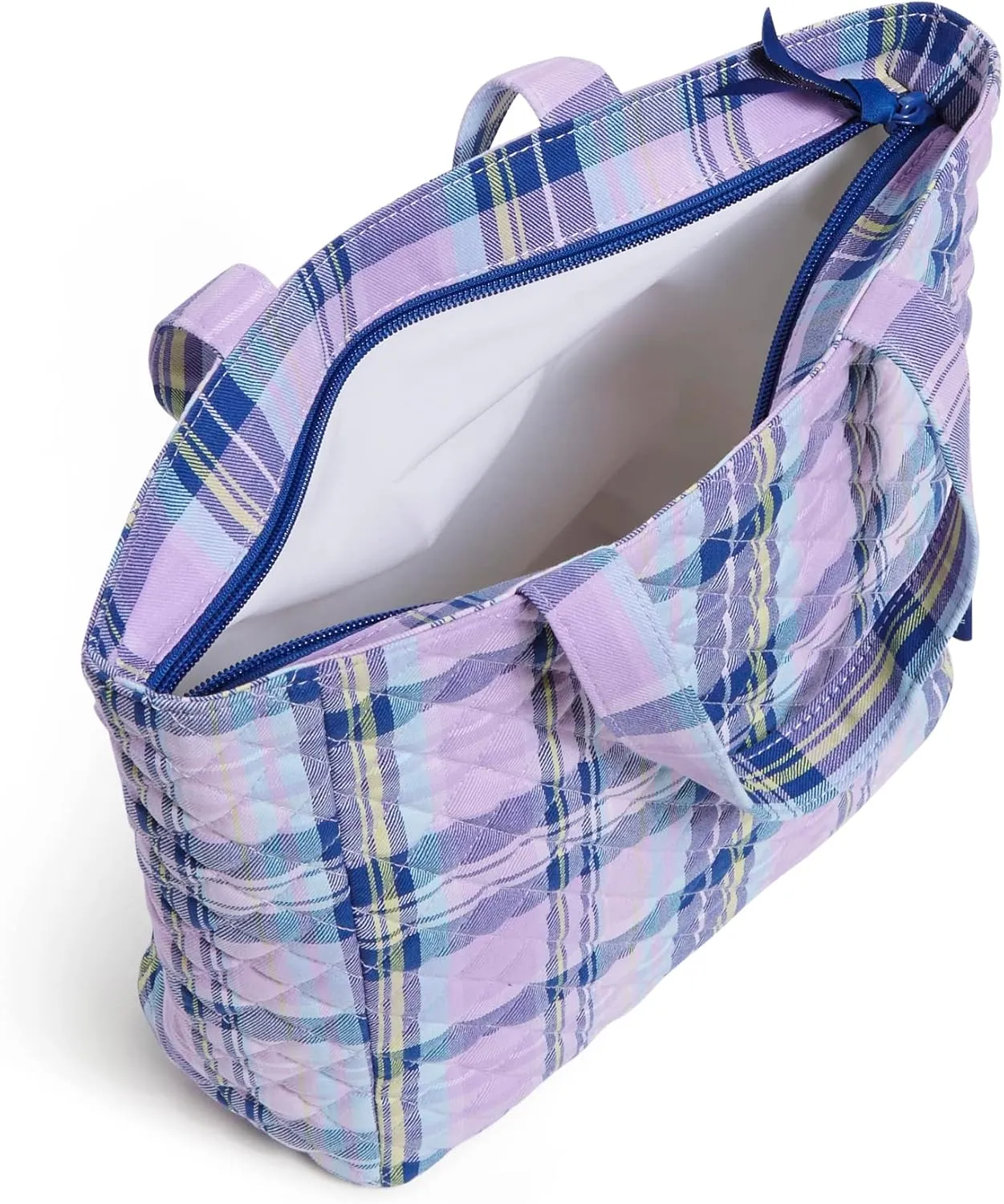 Vera Bradley Women's Cotton Lunch Tote Lunch Box, Amethyst Plaid - Recycled Cotton, One Size