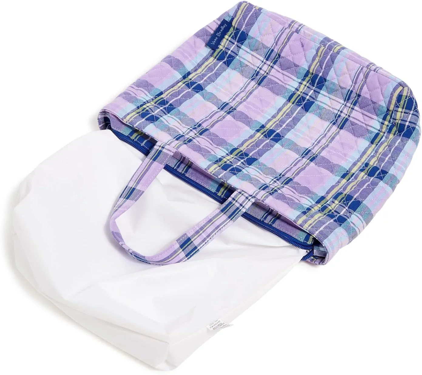 Vera Bradley Women's Cotton Lunch Tote Lunch Box, Amethyst Plaid - Recycled Cotton, One Size