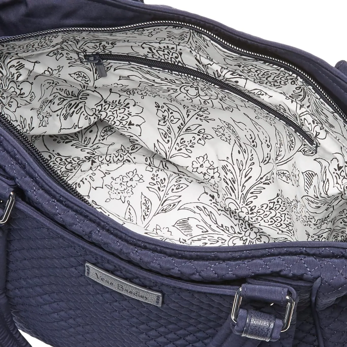 Vera Bradley Women's Microfiber Glenna Satchel Purse, Navy, One Size