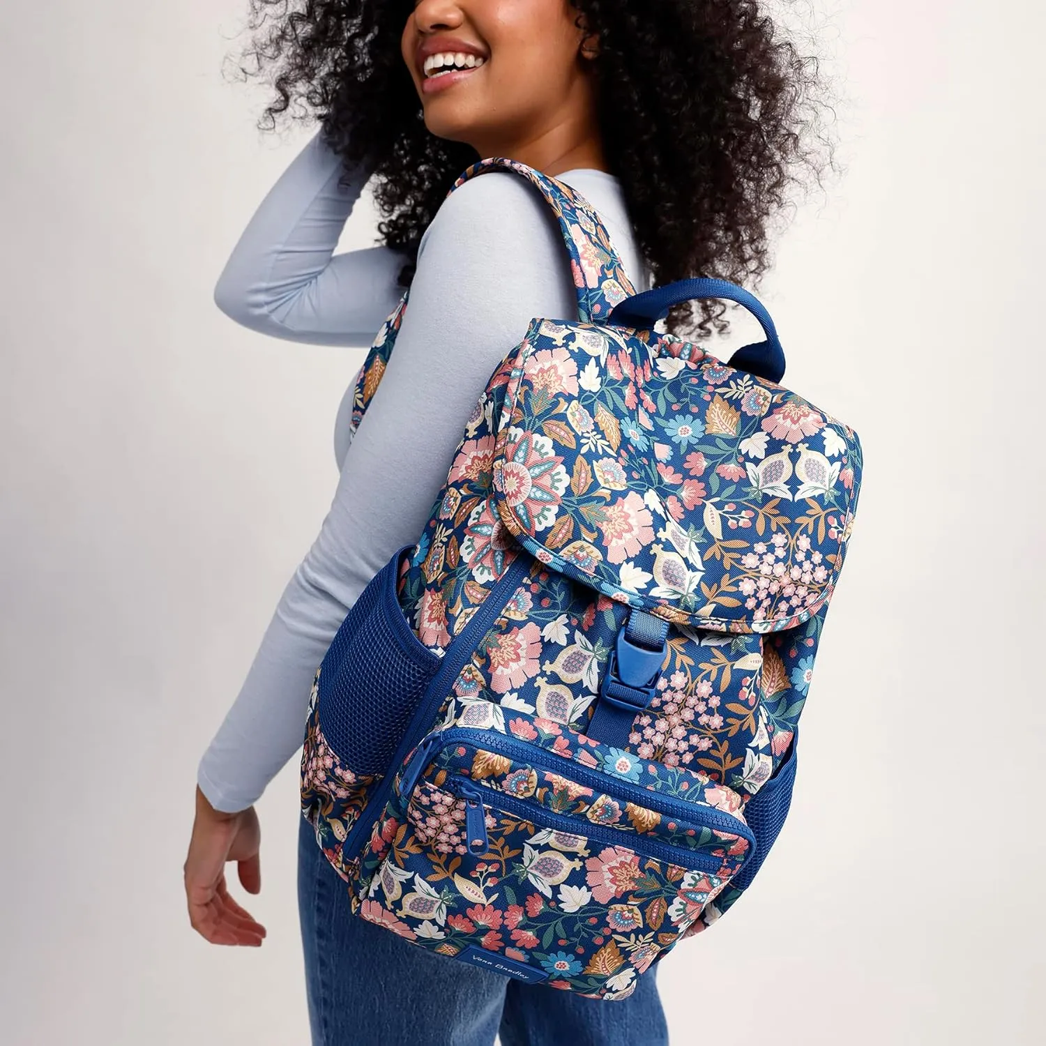 Vera Bradley Women's Recycled Lighten Up Reactive Daytripper Backpack, Tranquil Medallion, One Size