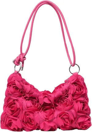 Verdusa Women's 3D Flower Floral Evening Handbag Shoulder Hobo Bag Party Clutch Purse