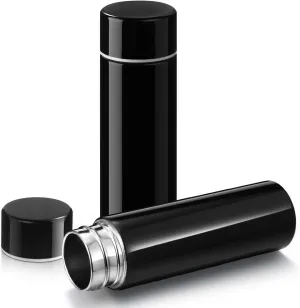 Vesici Mini Water Bottles 4.4 oz Cute Small Insulated Stainless Steel Purse Water Bottles Pocket Slim Flask Keeps Drink Cold and Hot for Women Lunch Bag Coffee(Black,2 Pack)