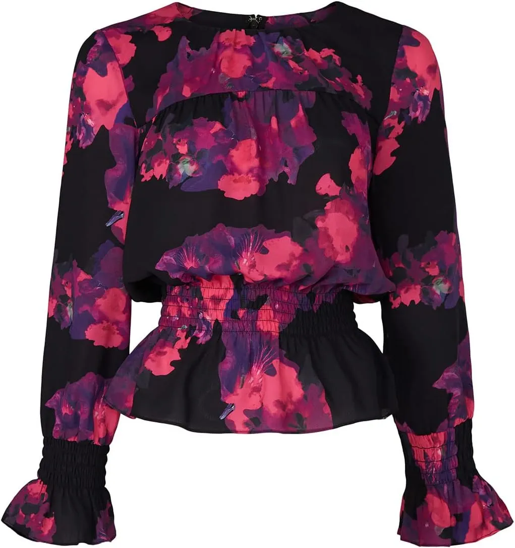 Victor Alfaro Collective Rent The Runway Pre-Loved Painted Floral Peplum Top