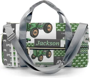 Vintage Car Patchwork Truck Personalized Duffel Bag with Name Custom Weekend Bag with Shoe Compartmen for Boys Girls Sports Gym Swim Bag Travel Bag