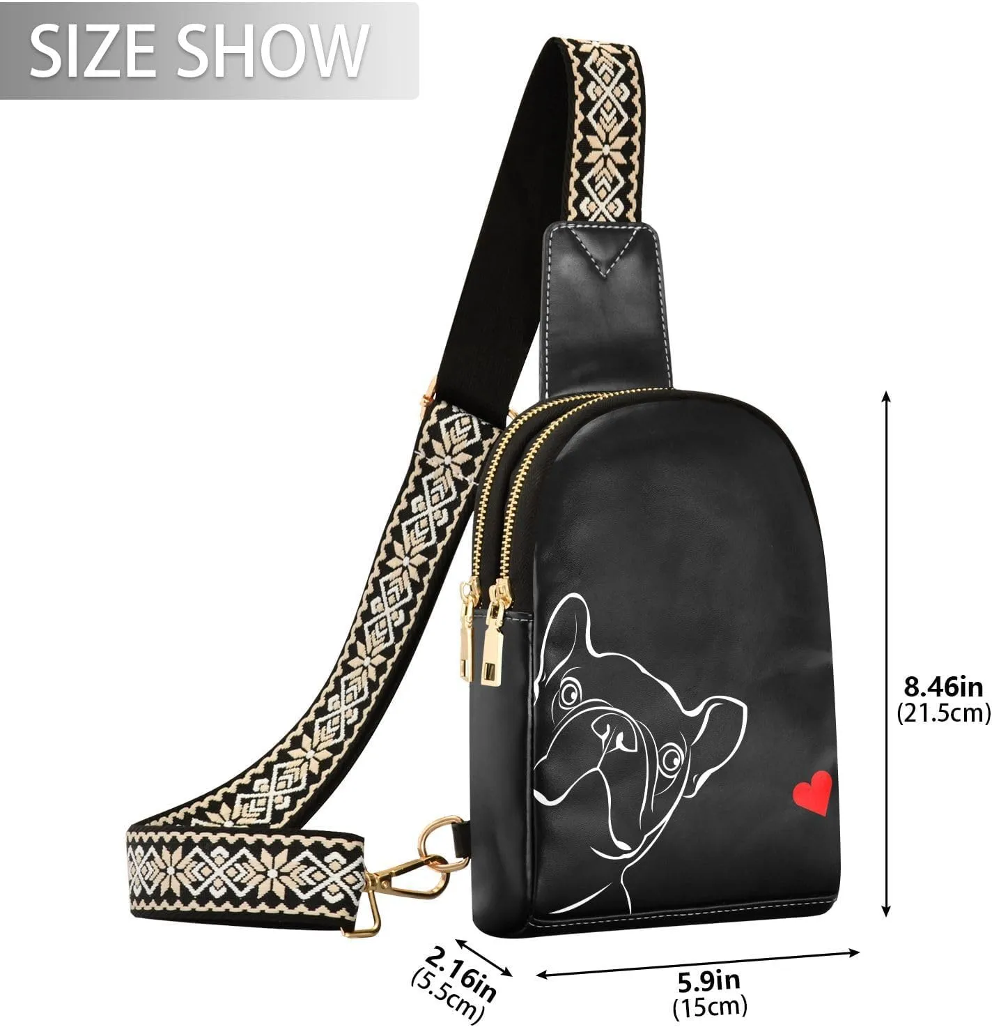Vintage Rose Floral Leather Crossbody Sling Bag for Women - Chest & Waist Pack