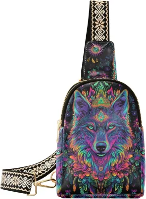 Vintage Rose Floral Leather Crossbody Sling Bag for Women - Chest & Waist Pack