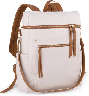 Viva Terry Vegan Leather Womens Backpack Purse Convertible Large Capacity Work Backpack Woman with Multi Compartments and Tassel for Work, Travel, Computer/Laptop-White