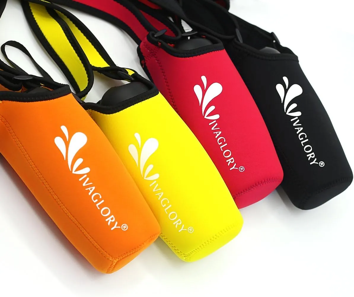 VIVAGLORY Neoprene Water Bottle Holder, Insulated Water Bottle Sling with Adjustable Shoulder Strap, Great for Stainless Steel & Plastic Bottles, Sport & Energy Drinks