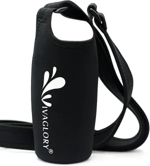 VIVAGLORY Neoprene Water Bottle Holder, Insulated Water Bottle Sling with Adjustable Shoulder Strap, Great for Stainless Steel & Plastic Bottles, Sport & Energy Drinks