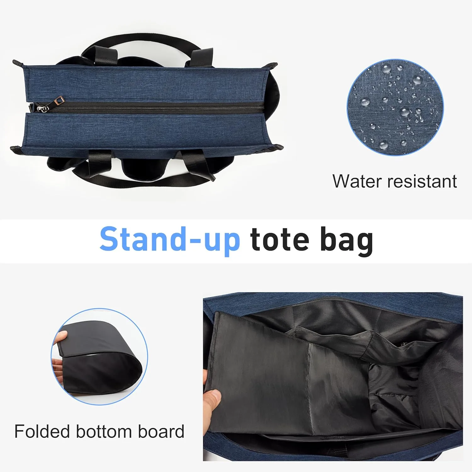VOLGANIK ROCK Tote Bag with Compartments, Large Multi Pockets Tote Bag for Women & Men Work Tote Bags with Zipper