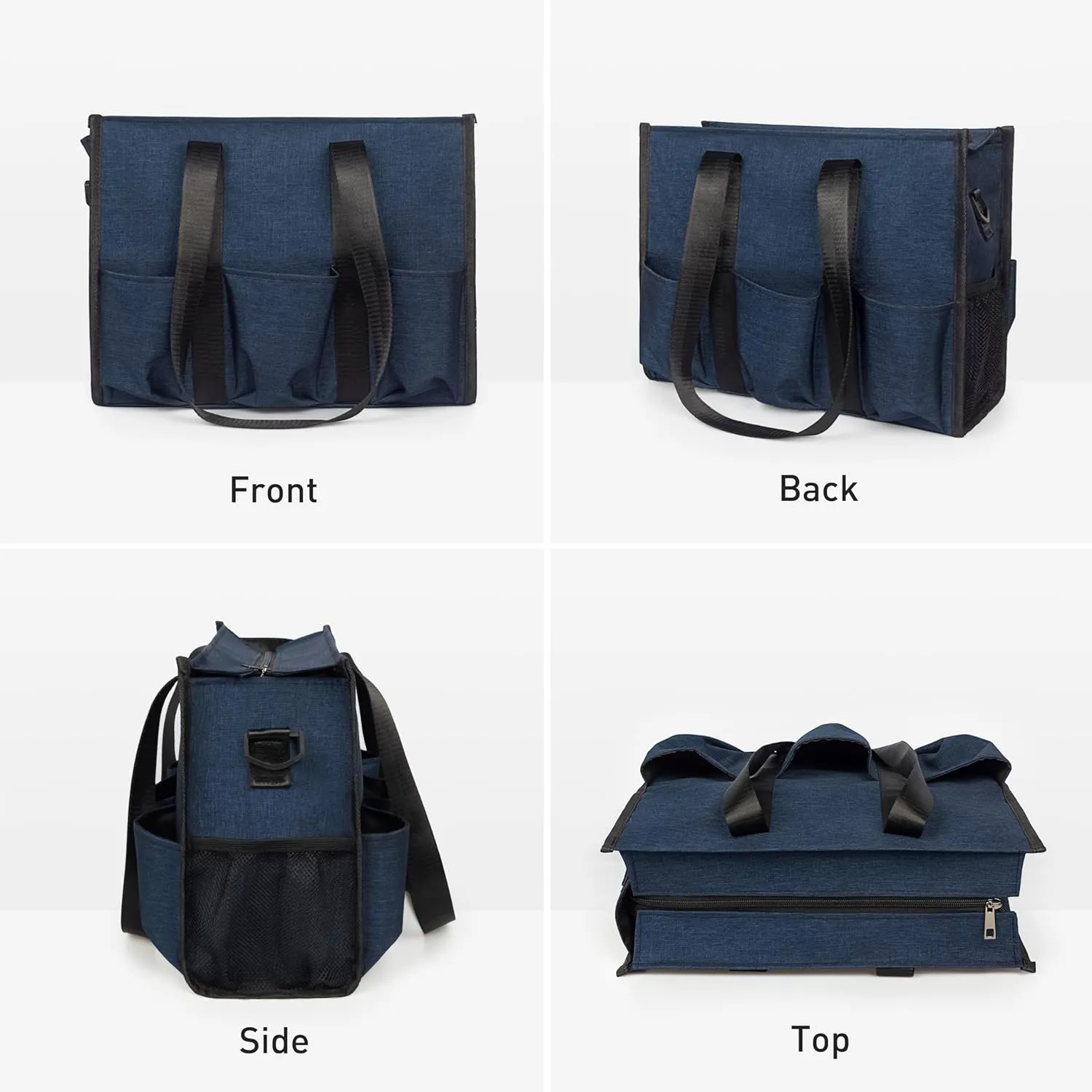 VOLGANIK ROCK Tote Bag with Compartments, Large Multi Pockets Tote Bag for Women & Men Work Tote Bags with Zipper
