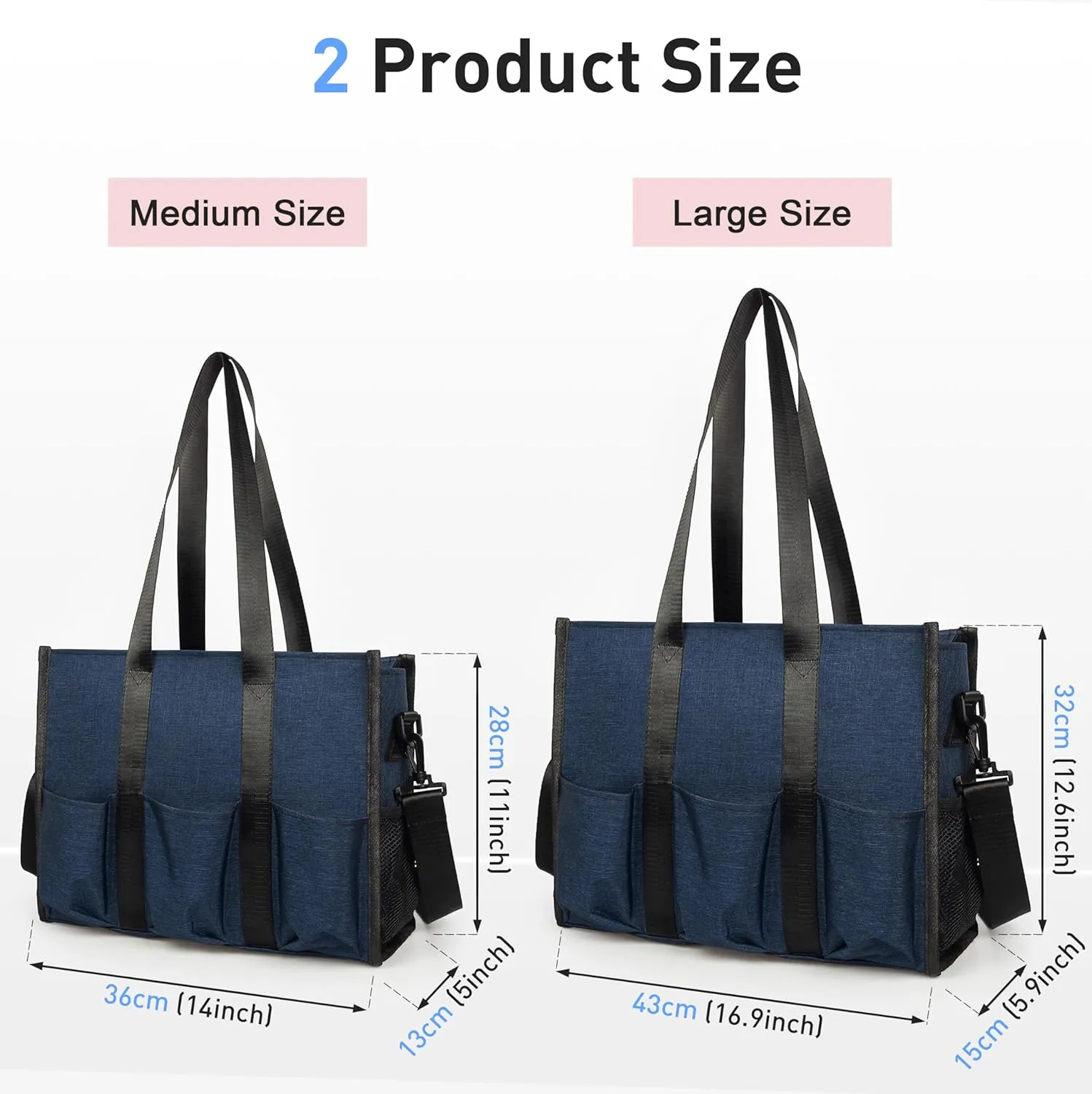 VOLGANIK ROCK Tote Bag with Compartments, Large Multi Pockets Tote Bag for Women & Men Work Tote Bags with Zipper