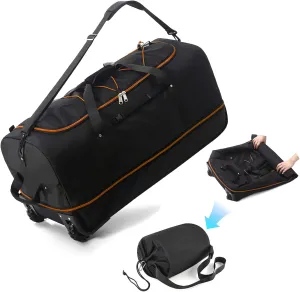 Vomgomfom Expandable from 110L to 140L 31.5" Rolling Duffle Bag with 2 Wheels,Foldable Travel Duffel Bag with Large Convertible Compartment Pocket
