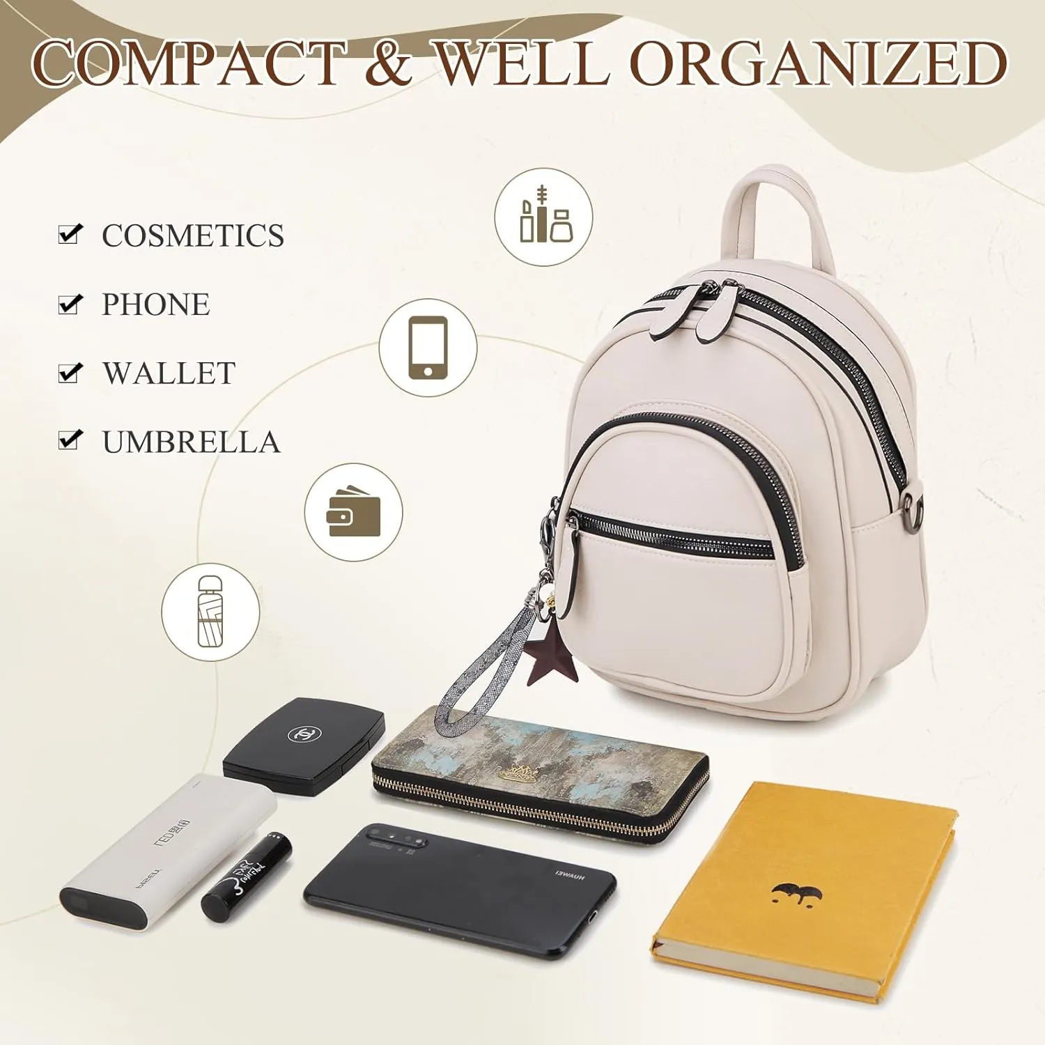 VX VONXURY Mini Backpack Purse,Small Convertible Backpack for Women Ladies with Detachable Straps