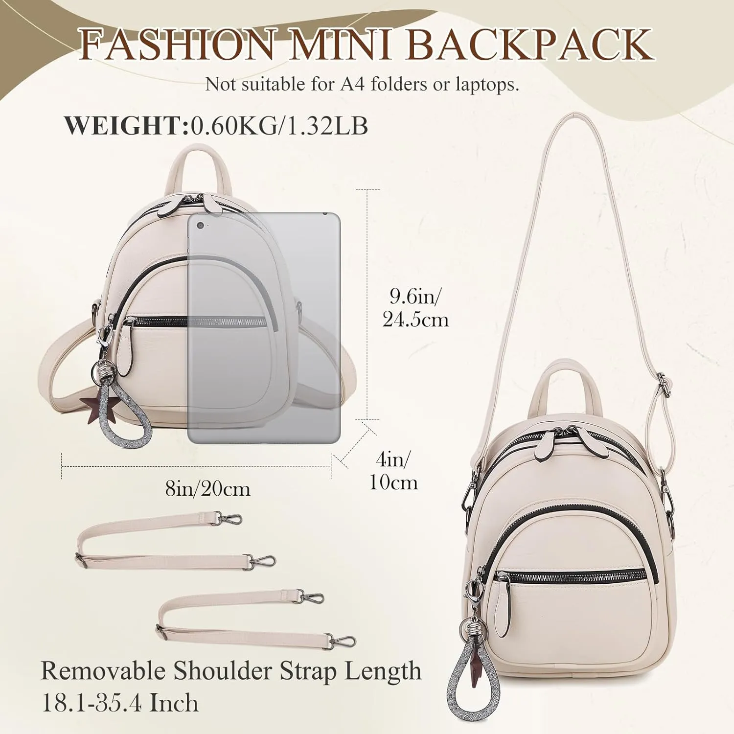VX VONXURY Mini Backpack Purse,Small Convertible Backpack for Women Ladies with Detachable Straps