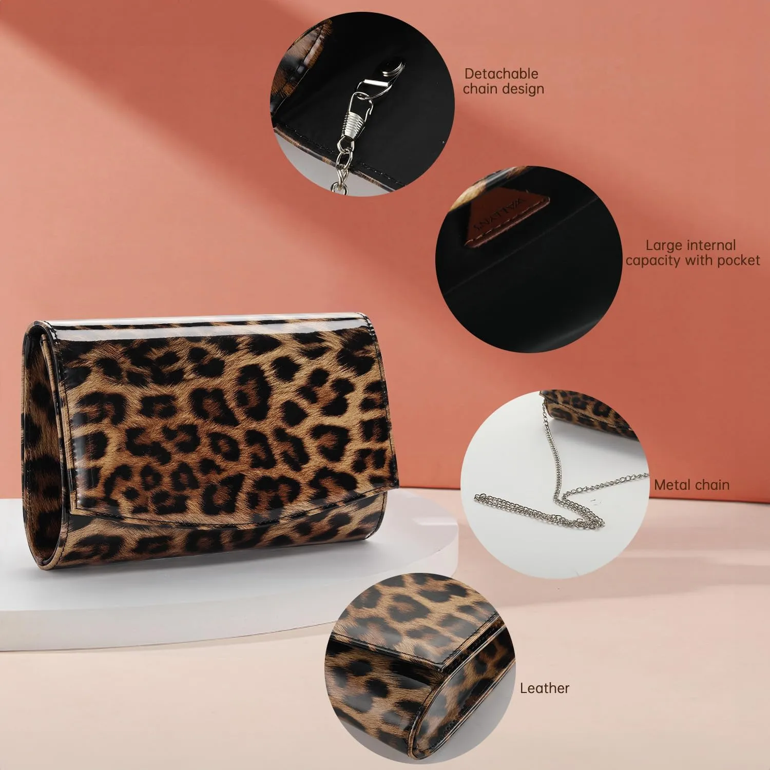 WALLYN'S Women Patent Leather Wallets Fashion Clutch Purses, Evening Bag Handbag Solid Color
