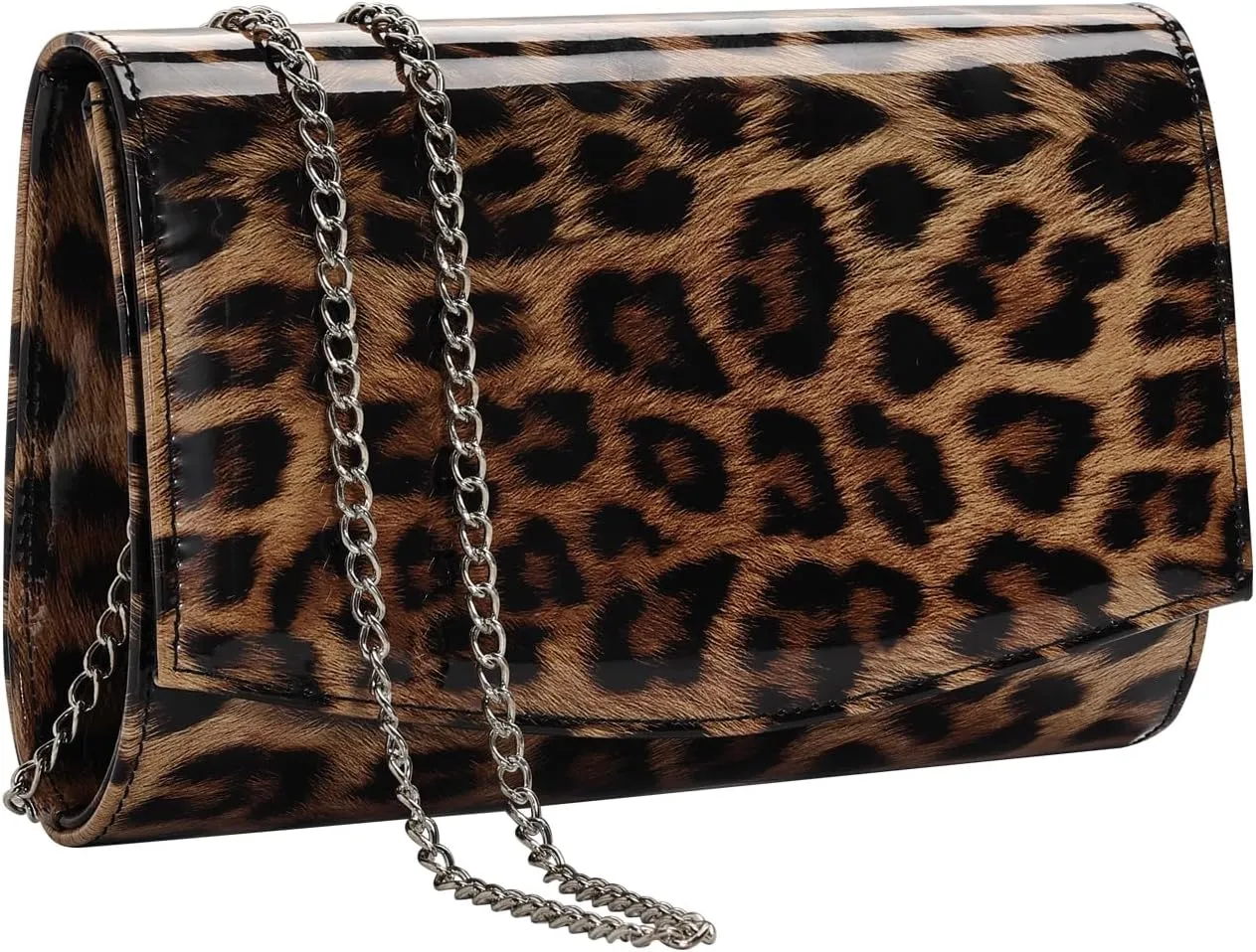 WALLYN'S Women Patent Leather Wallets Fashion Clutch Purses, Evening Bag Handbag Solid Color