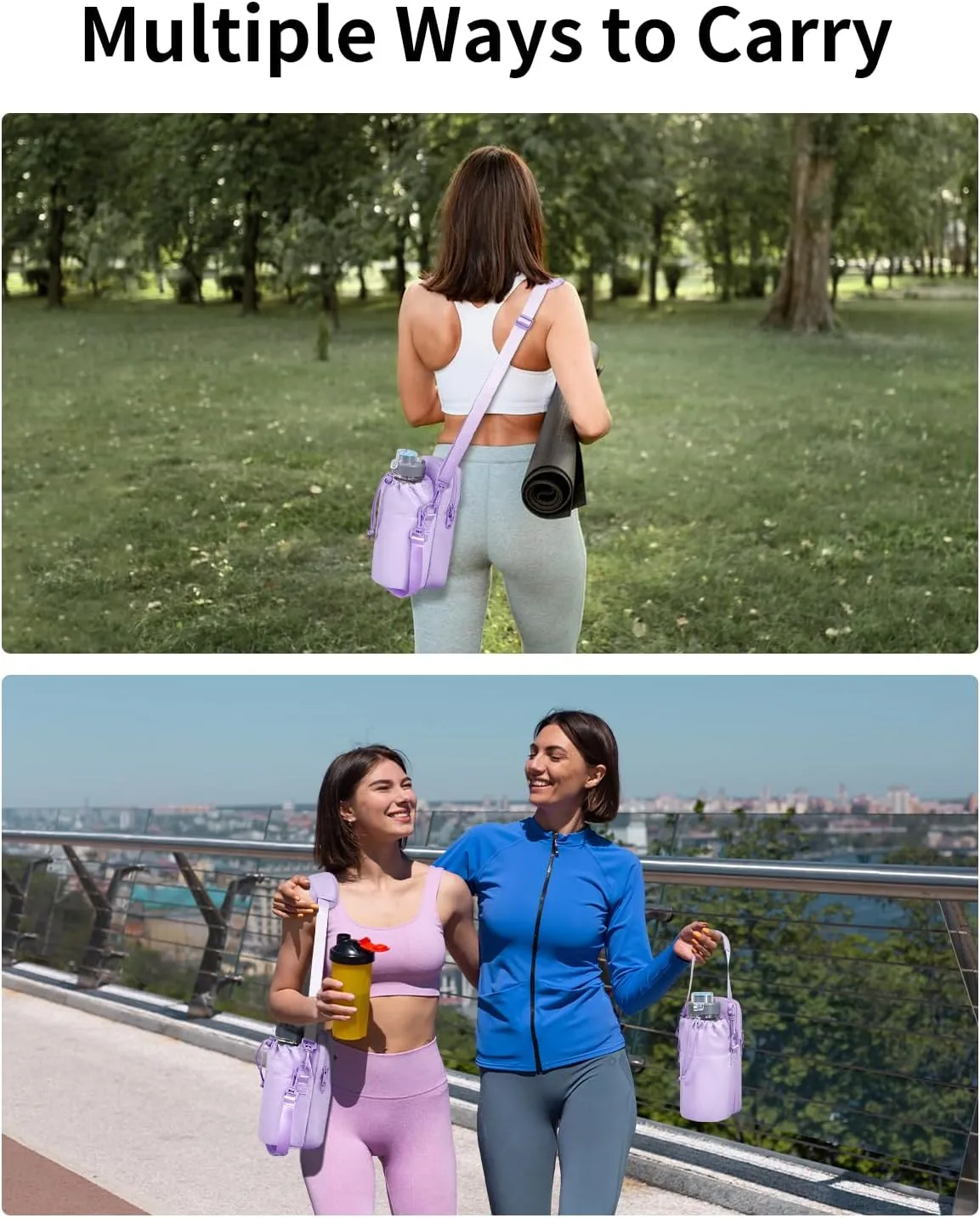 Wandering Nature Water Bottle Holder with Strap 32oz Insulated Water Bottle Carrier Sling Bag with Phone Pocket Water Bottle Pouch for Hiking Walking(Patent Pending)…