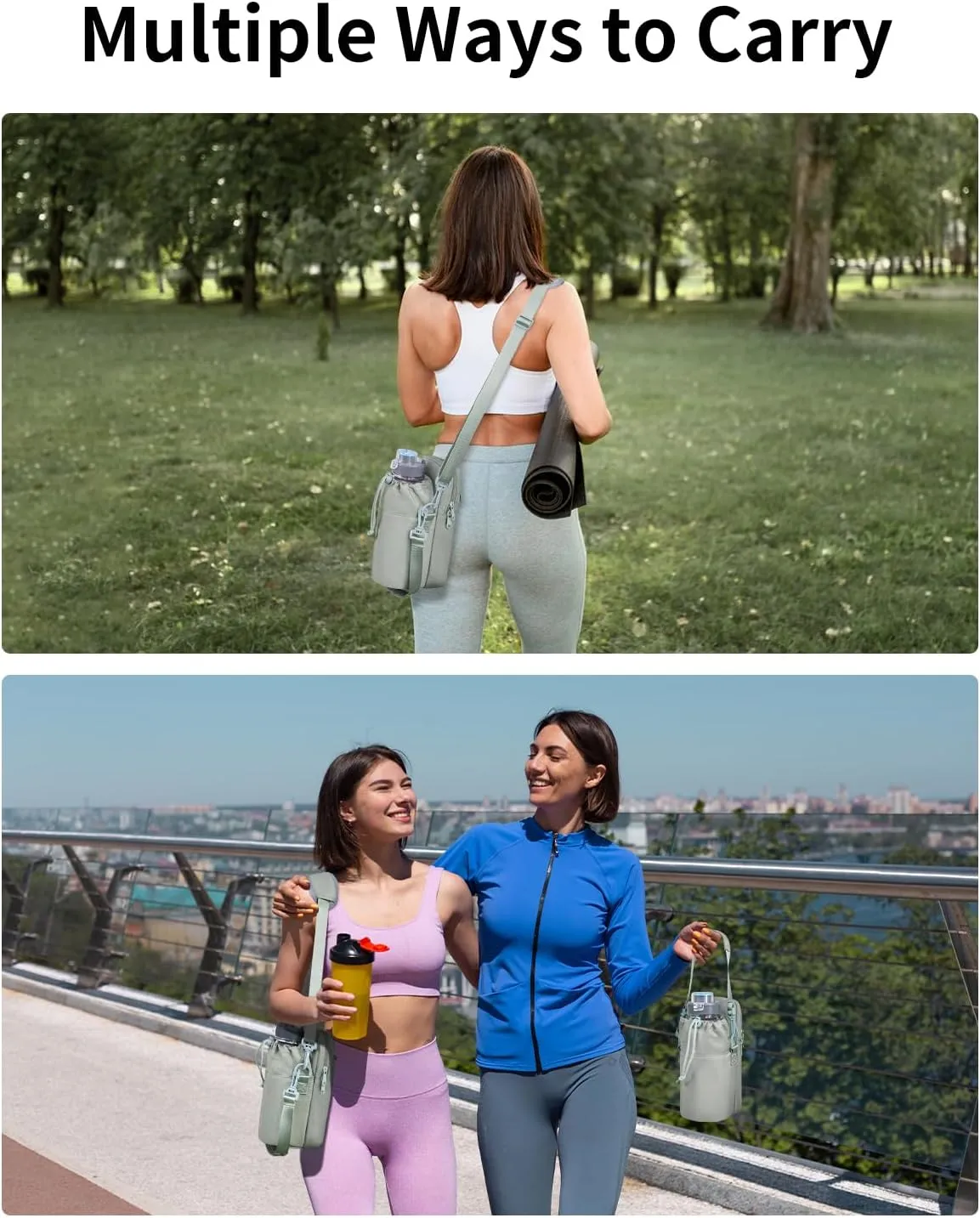 Wandering Nature Water Bottle Holder with Strap 32oz Insulated Water Bottle Carrier Sling Bag with Phone Pocket Water Bottle Pouch for Hiking Walking(Patent Pending)…