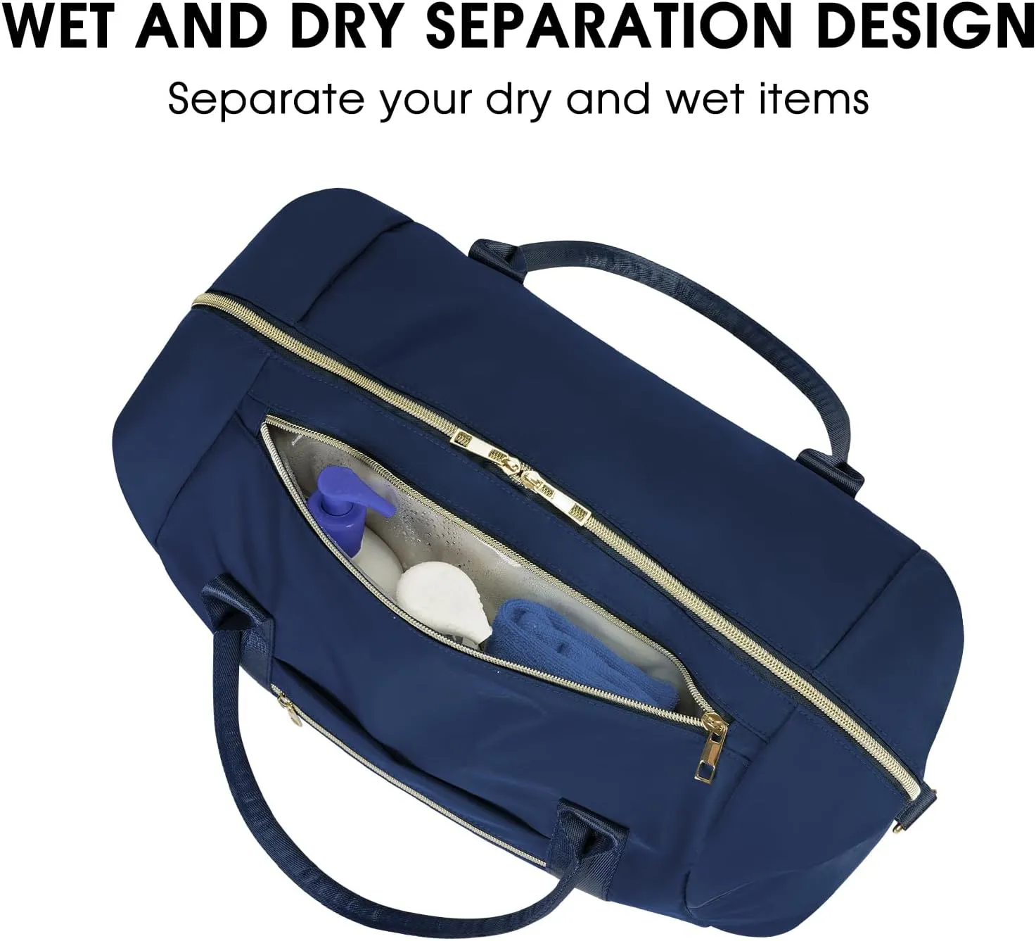 WANDF For Spirit Airlines Personal Item Bag 18x14x8 Travel Duffel Bag with TSA Approved Quart Size Bag & Shoe Bags Weekender Overnight Carry-on Luggage for Women (Navy Blue）
