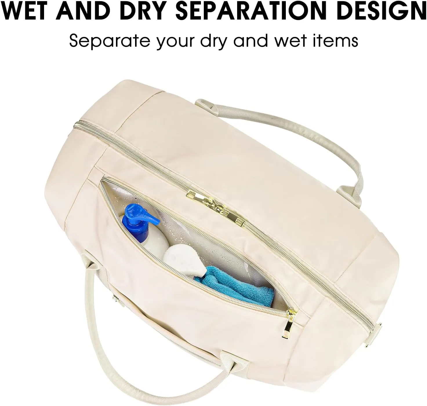 WANDF For Spirit Airlines Personal Item Bag 18x14x8 Travel Duffel Bag with TSA Approved Quart Size Bag & Shoe Bags Weekender Overnight Carry-on Luggage for Women (White）