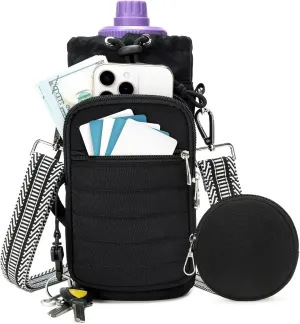 Water Bottle Carrier Bag with Strap Insulated Water Bottle Carrier Sling Bag with Phone Pocket for Walking, Hiking, Cycling, Water Bottle Holder with Strap