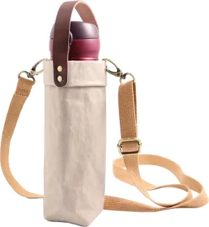 Water Bottle Carrier with Strap,Washed kraft Paper Water Cup Sleeve for 17/20oz Insulated Water Bottle,for Walking Hiking Camping Gym