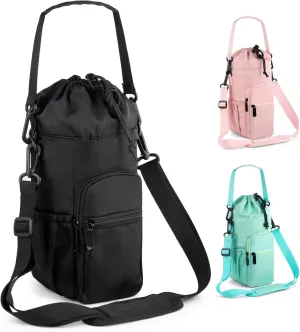 Water Bottle Holder with Strap 32oz 40oz 16 64oz Water Bottle Holder with Strap Insulated Water Bottle Carrier Sling Bag with Phone Pocket Water Bottle Sling Bag for Water Bottle Accessories