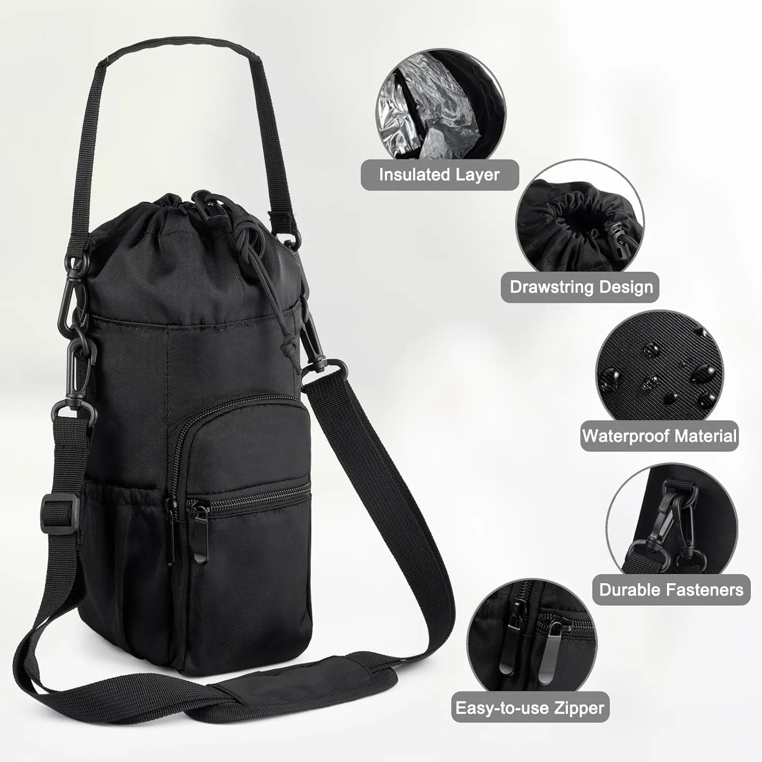 Water Bottle Holder with Strap 32oz 40oz 16 64oz Water Bottle Holder with Strap Insulated Water Bottle Carrier Sling Bag with Phone Pocket Water Bottle Sling Bag for Water Bottle Accessories