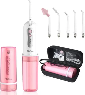 Water Dental Flosser Cordless for Teeth: Portable Oral Irrigator Rechargeable Collapsible Travel Teeth Cleaner with Case, 4 Modes with DIY, 5 Jet Tips, IPX7 Waterproof for Teeth Cleaning