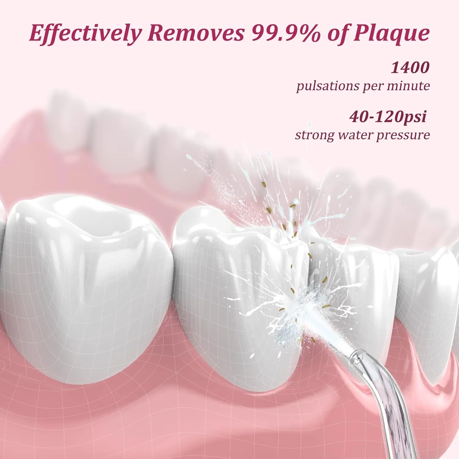 Water Dental Flosser Cordless for Teeth: Portable Oral Irrigator Rechargeable Collapsible Travel Teeth Cleaner with Case, 4 Modes with DIY, 5 Jet Tips, IPX7 Waterproof for Teeth Cleaning